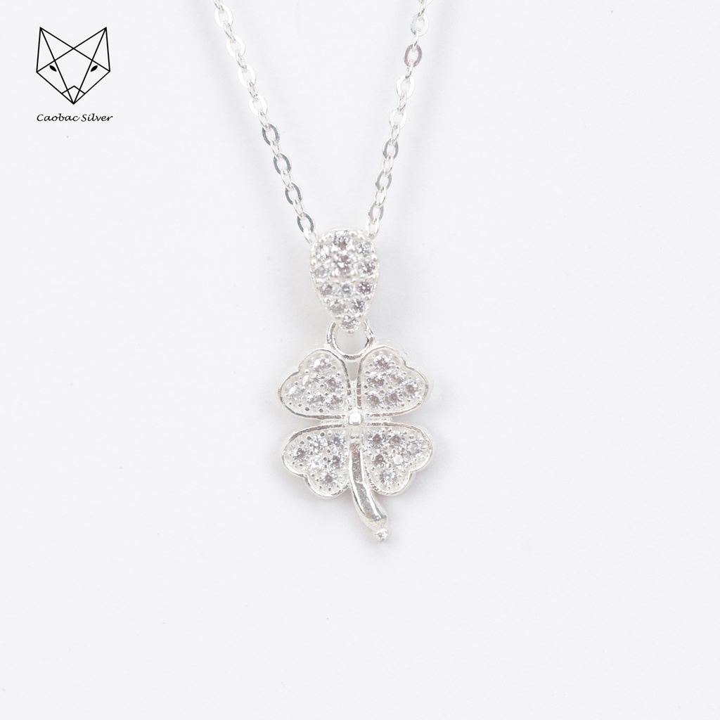 Dây Chuyền Bạc Ta Nữ CaoBac Silver Bốn Lá Đính Đá Lấp Lánh Xinh Xắn Cho Bạn Nữ - Trang Sức Cáo Bạc JEWELLERY