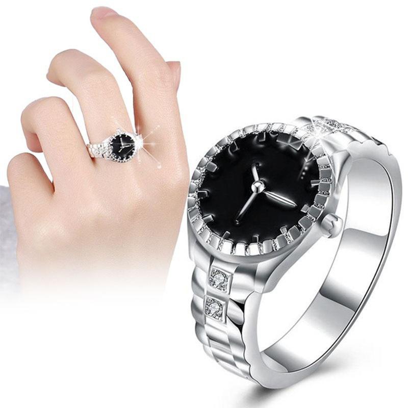 Nhẫn Đồng Hồ Bằng Hợp Kim Cao Cấp Màu Bạc Đơn Giản Sáng Tạo Thời Trang Cho Cặp Đôi