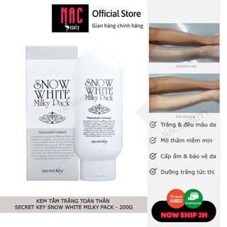 Kem tắm trắng toàn thân Secret Key Snow White Milky Pack 200g Kem ủ trắng toàn thân  Secret Key