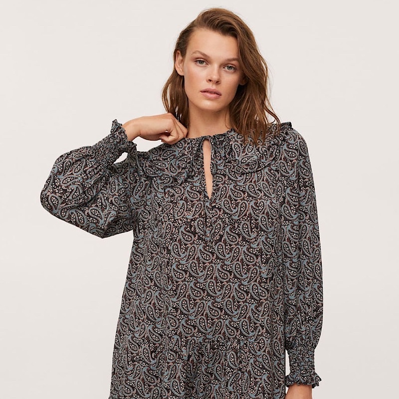 Váy Babydoll Cổ Sen hót hít Mango Auth