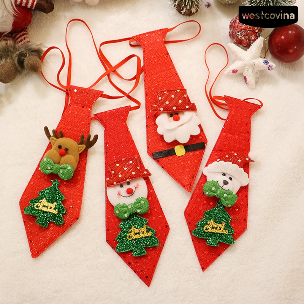 [Hot]☃Cà Vạt In Họa Tiết Giáng Sinh Tinh Tế Không Phai Màu Sắc Tươi Sáng Chống Mài Mòn Dễ