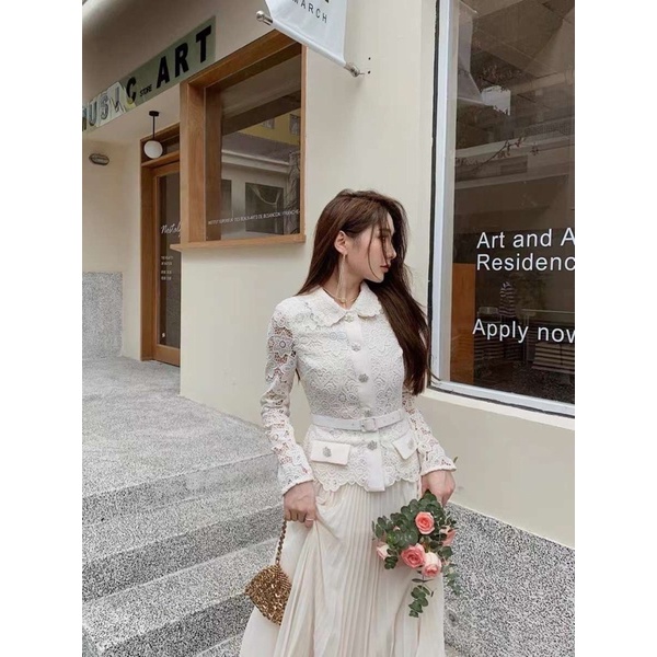 Sét áo ren+chân váy xoè xinh xuất sắc