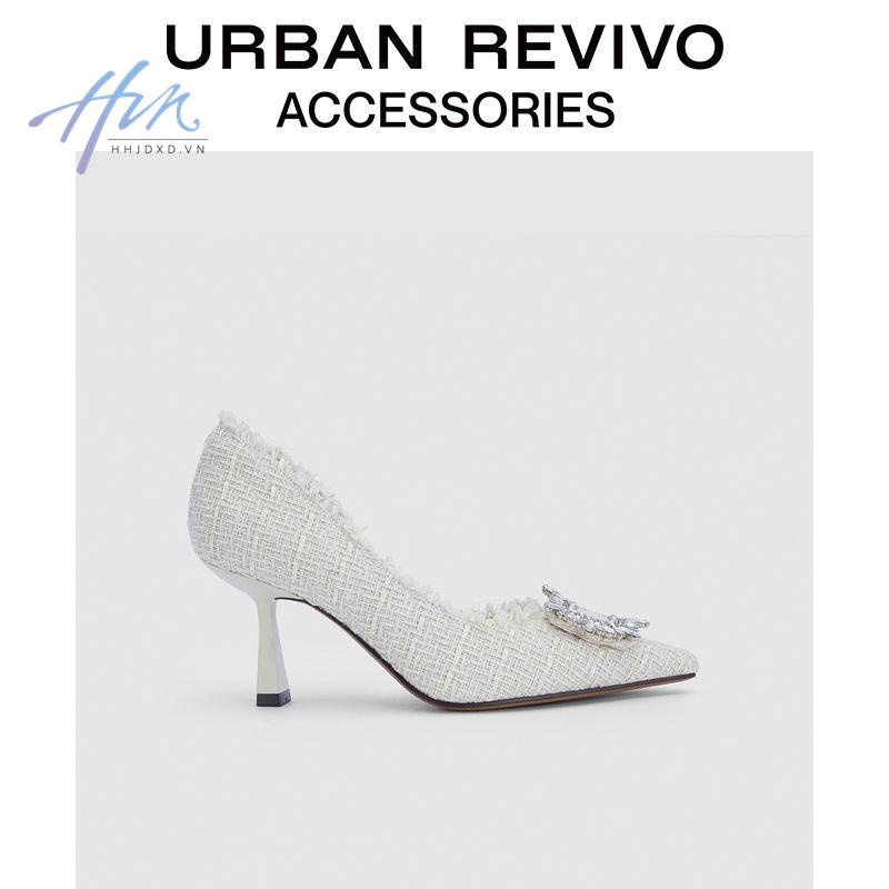 Giày Cao Gót Vải Tweed Đính Đá Phong Cách Thời Trang Mới 2022
