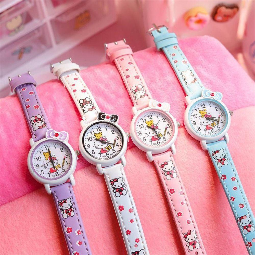 Dây Chuyền Bằng Da Pu Thời Trang Dễ Thương Cho Nữ|Đồng Hồ Nữ Dây Da Mặt Hình Hoạt Hình Dễ Thương