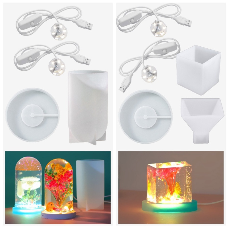 Khuôn Silicone Làm Đèn Ngủ 2 Bóng Có Công Tắc Phù Hợp Cho Bàn Nghệ Thuật Diy
