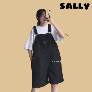 {25:S26}Quần Yếm Nữ Dáng Xuông Ulzzang🌸 Yếm Đùi Lửng Form Rộng Unisex Có 2 Túi Trước 2 Màu Đen Trắng