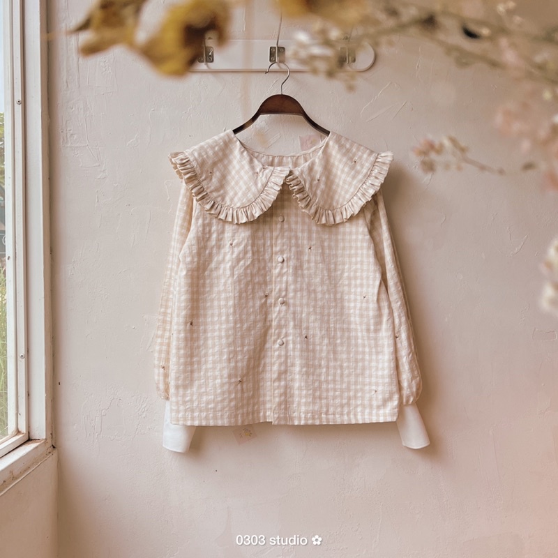 | 0303 studio | Áo sơ mi cổ tròn tay dài - Vanilla 1 - Bánh Kem