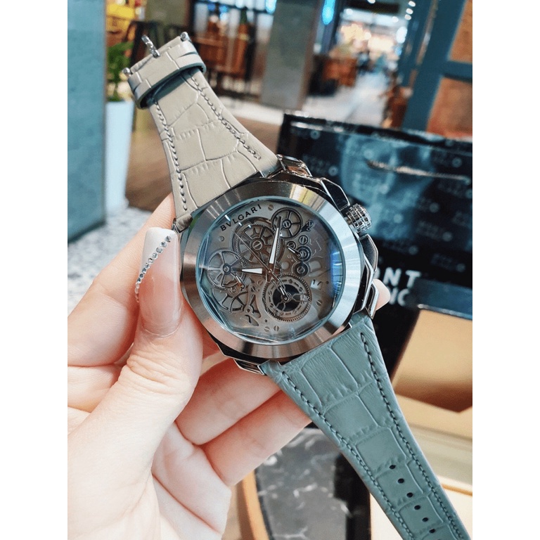 Đồng hồ nam thời trang BVL GA RI 42 mm máy chạy pin full kim dây da cao cấp chống nước 3atm