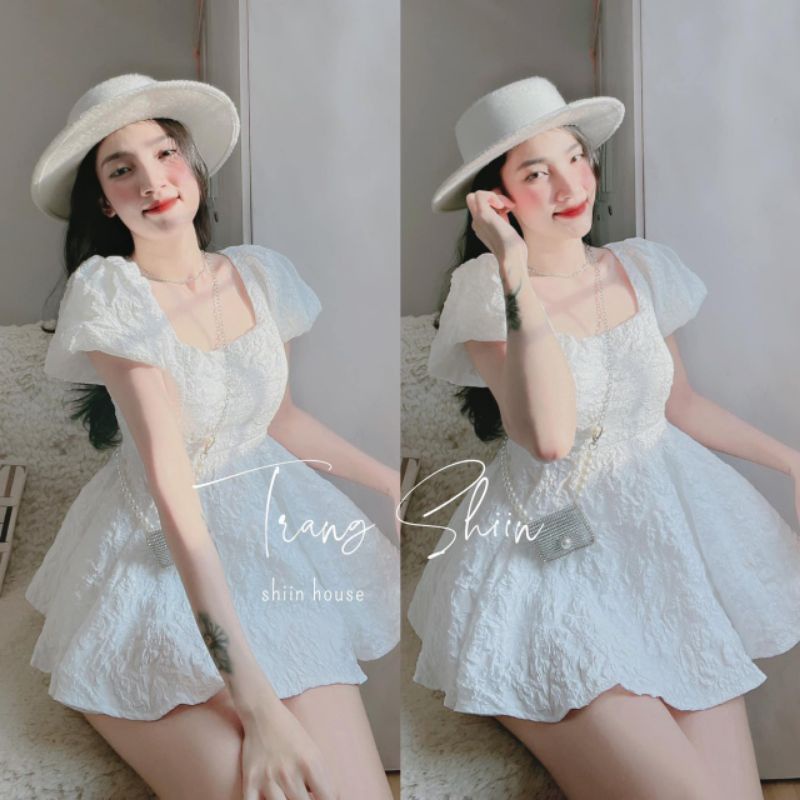 Set bộ đồ nữ áo body trễ vai mix yếm quần họa tiết chữ lạ mắt năng động, sexy dành cho các nàng đi chơi, dạo phố aloha