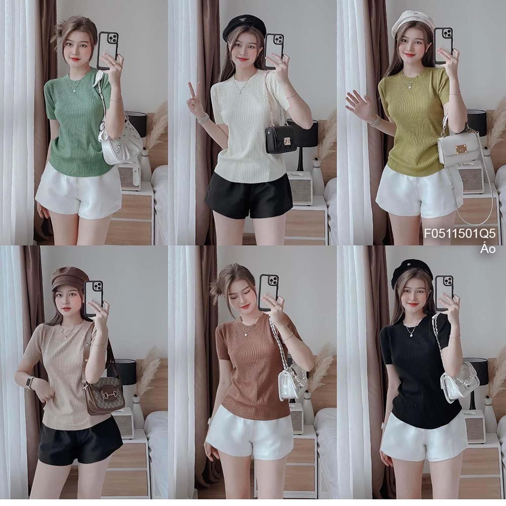 Áo len tăm cổ tròn tay con hàng đẹp QC!