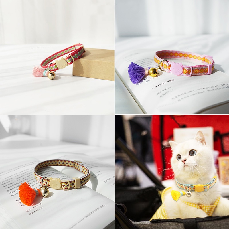 HamshMoc Vòng Cổ Mềm Mại Tháo Lắp Nhanh Có Chuông Điều Chỉnh Được Cho Thú Cưng