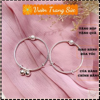 Vòng tay nam nữ bạc S925 - Lắc tay bạc Ý nam nữ bi bạc đơn giản có thể đeo đôi đeo nhóm Vườn Trang Sức