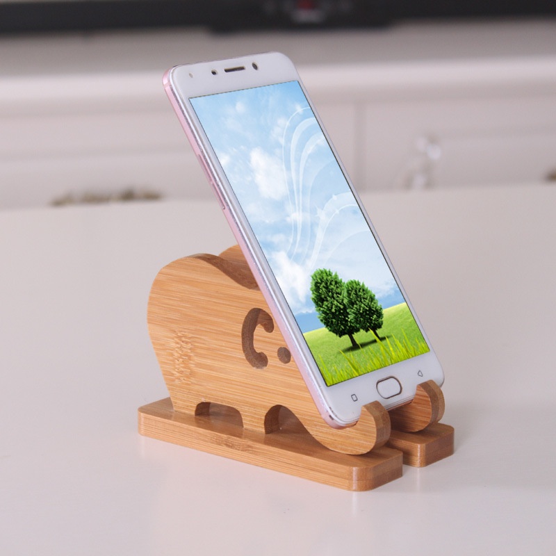 Hàng Mới Về Giá Đỡ Điện Thoại Kiêm Đế Sạc Không Dây Bằng Gỗ Tre Hình Chú Voi Hoạt Hình Sáng Tạo Cho Điện Thoại Di Động