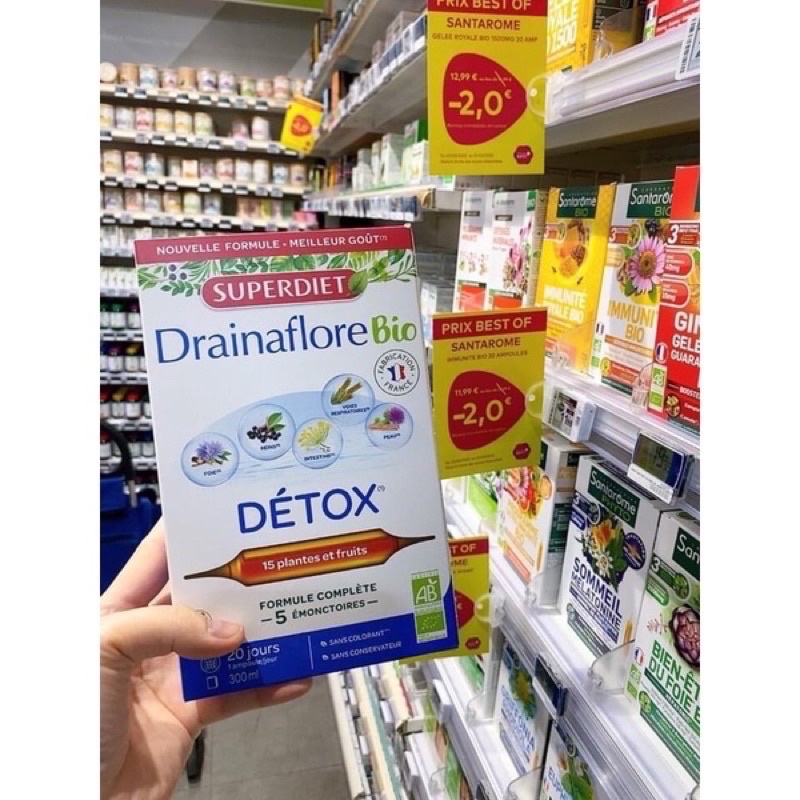 Thải độc chuyên sâu 5 trong 1 Detox Drainaflore BIO Superdiet 20 ống