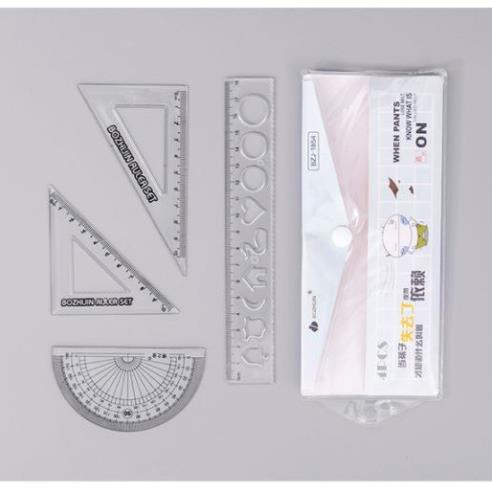 Thước Kẻ Cute Bộ Full Combo 4 Món Có Túi Đựng Họa Tiết Dễ Thương Cho Học Sinh - Vy Shop