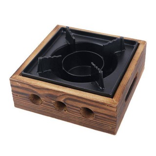 Bếp cồn chống dính chắn gió gỗ size 16*16 cao 10cm