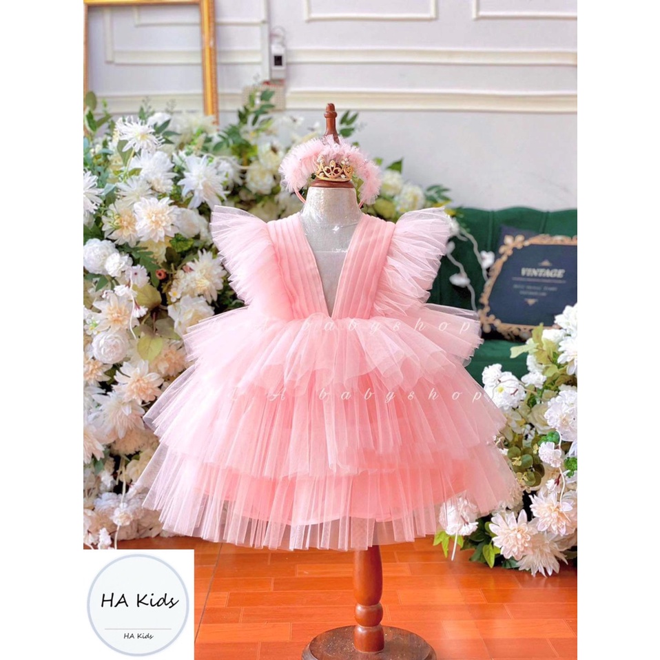 (8-20kg)Đầm công chúa xòe vai cho bé gái