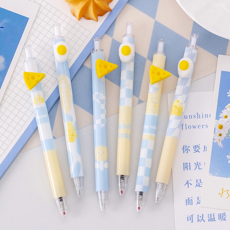Bút Mực Gel Mực Đen Ngòi 0.7mm Hình Miếng Phô Mai Sáng Tạo