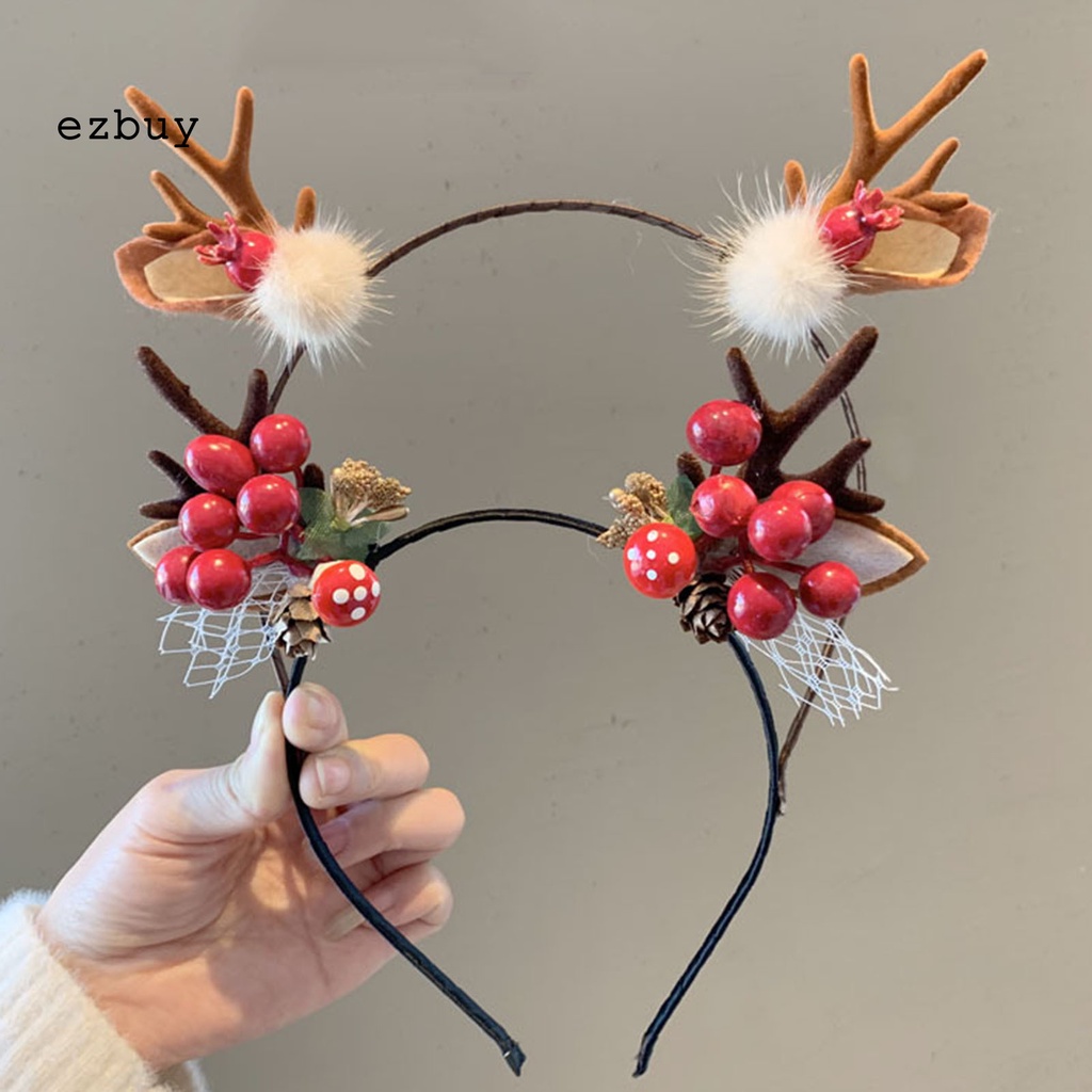 1 / 1 Cặp Băng Đô Cài Tóc Hình Tuần Lộc Giáng Sinh Co Giãn Tốt Không Đau Có Thể Tái Sử Dụng