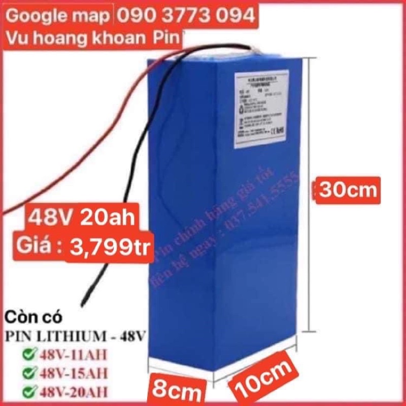 Pin Lithium cho xe điện 48V, 4 bình ácquy, Pin xe điện