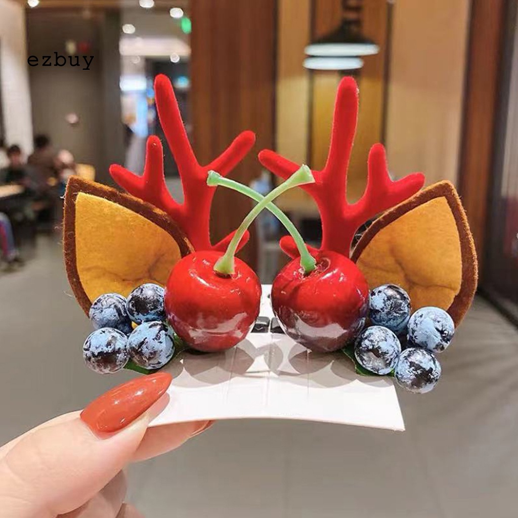 Ezbuy 1 Cặp Kẹp Tóc Sừng Hươu Màu Sắc Sống Động Tinh Tế Trang Trí Giáng Sinh Cho Nữ