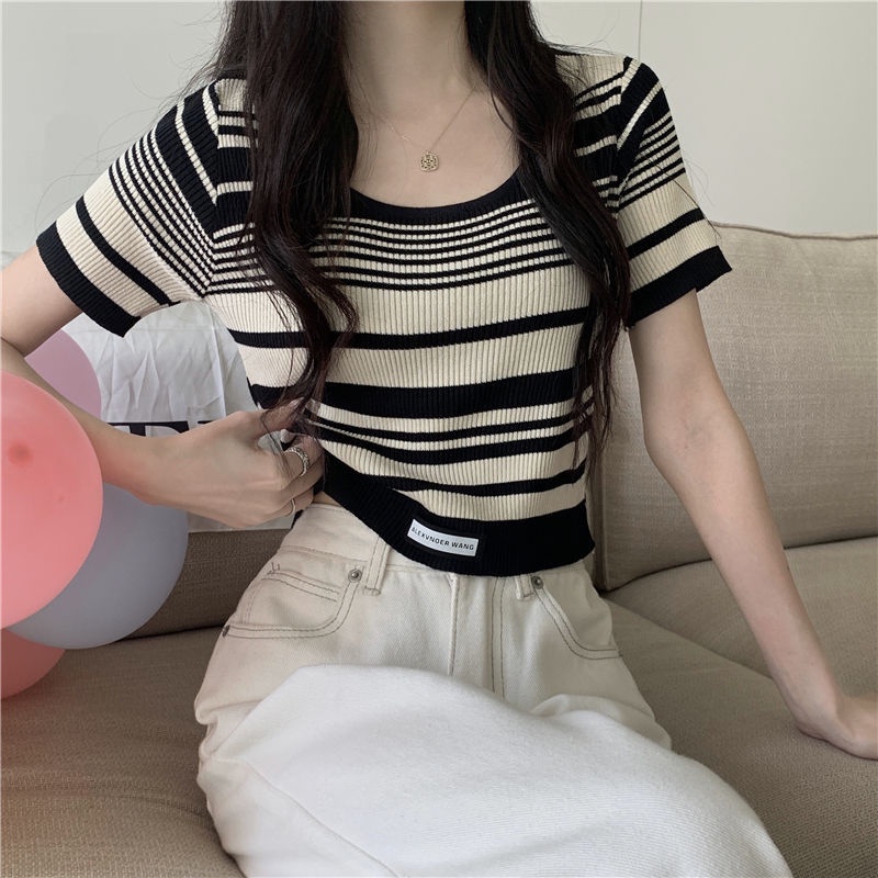 Áo Thun Tay Ngắn Hở Vai Màu Sắc Thời Trang Dành Cho Nữ