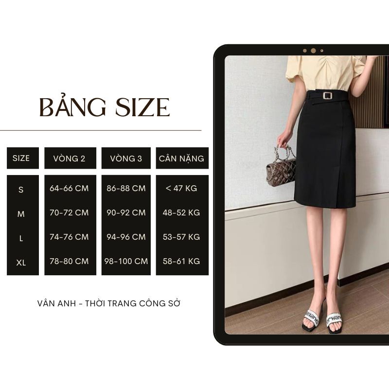 Chân Váy Bút Chì Lưng Cao Dáng Dài Quyến Rũ Váy Phong Cách Hàn Quốc Sang Trọng VannhShop CV0072