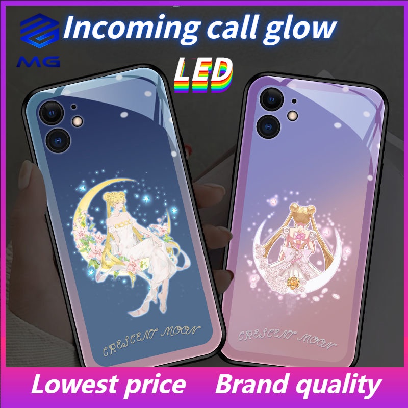 Ốp Điện Thoại Kính Cường Lực Hình Thủy Thủ Mặt Trăng Cho iPhone 14Promax 14max 13Promax 12ProMax 7plus 8plus XR XS X XSMAX 11ProMax 11pro