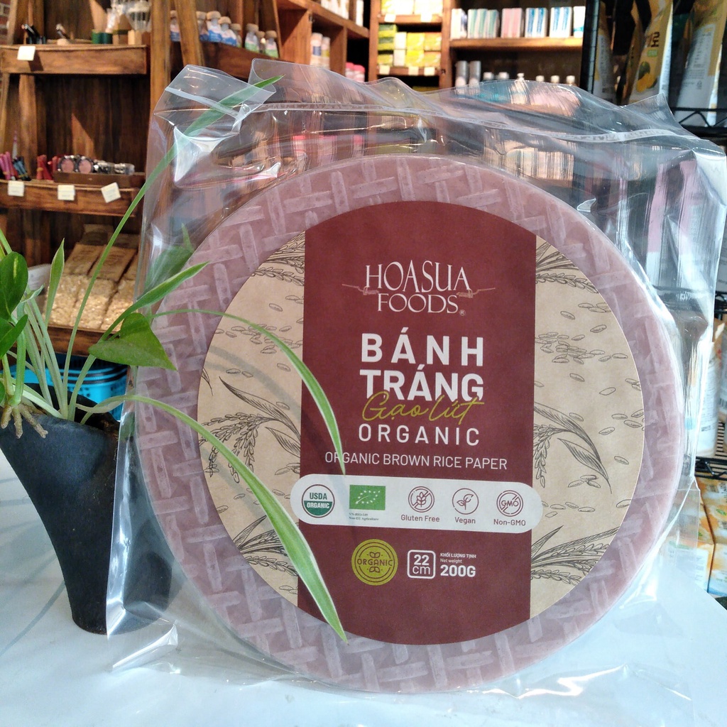 Bánh tráng gạo trắng, gạo lứt hữu cơ Hoa Sữa 200g