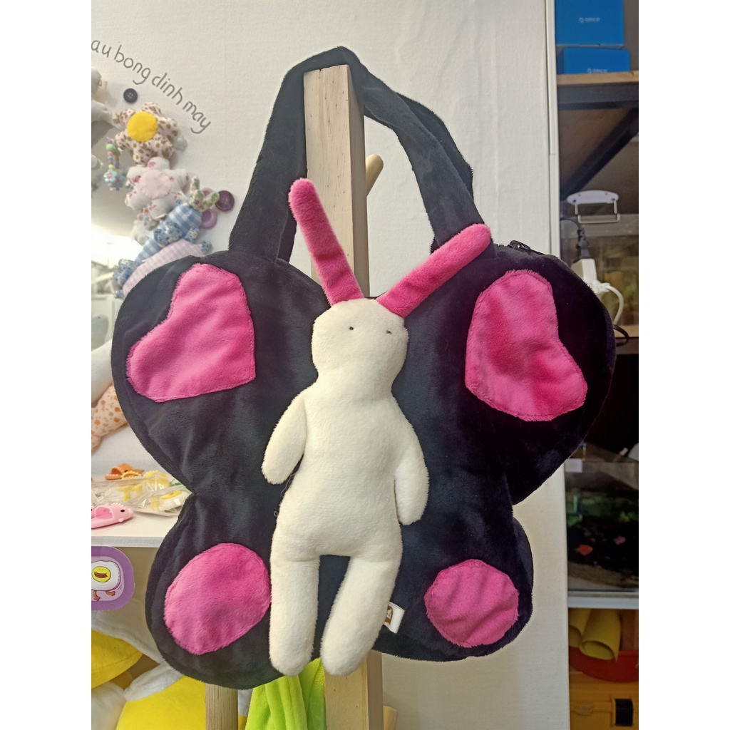 TÚI XÁCH NGƯỜI BƯỚM ĐÁNG YÊU 35 x 30 gấu bông đình may