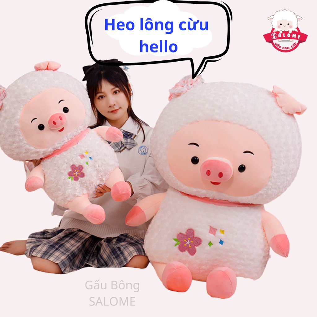 Gấu bông heo lông cừu trắng cute salome tp hcm - ảnh sản phẩm 4