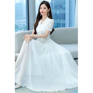 ĐẦM MAXI XÒE PHỐI REN 2076