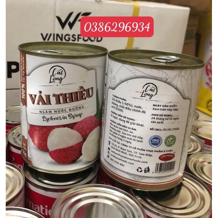 Vải Ngâm Nước Đường Cát Long 565gr