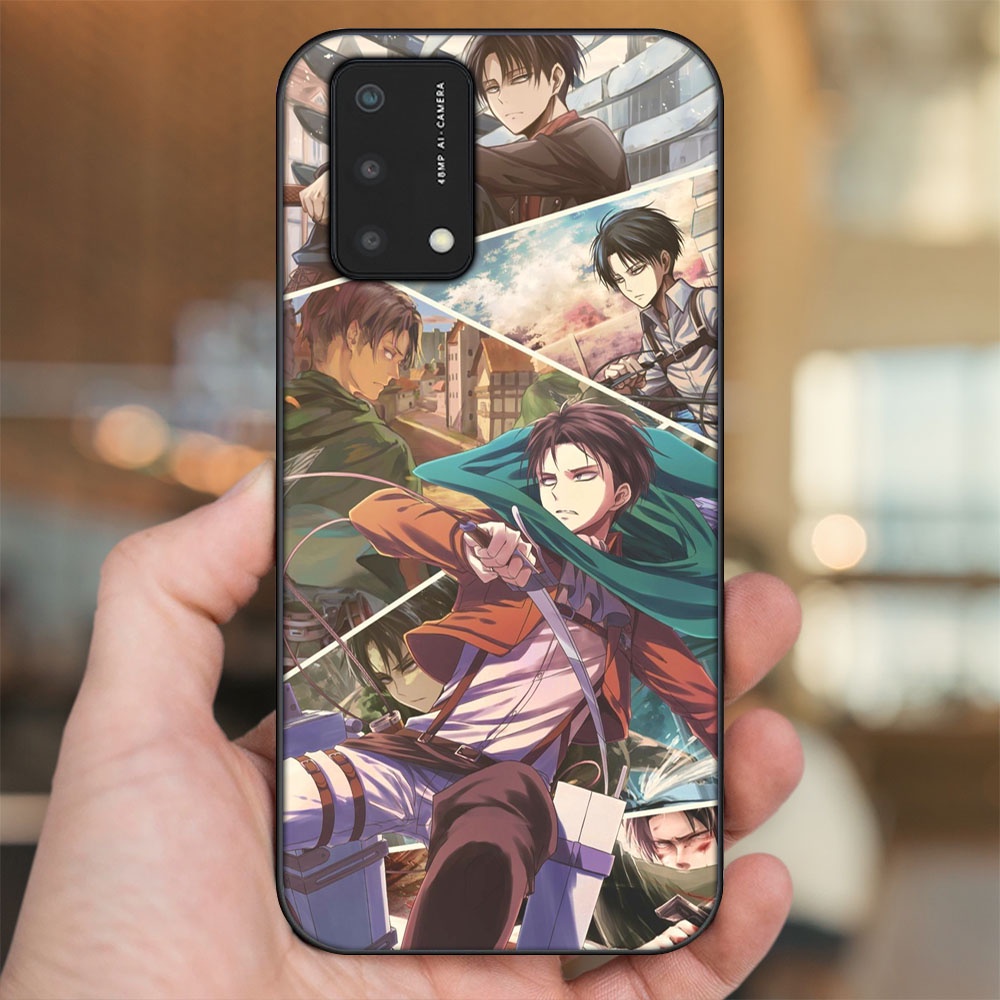 Ốp lưng Oppo A74, A93 5G, A95 viền đen in hình Levi Ackerman Attack On Titan