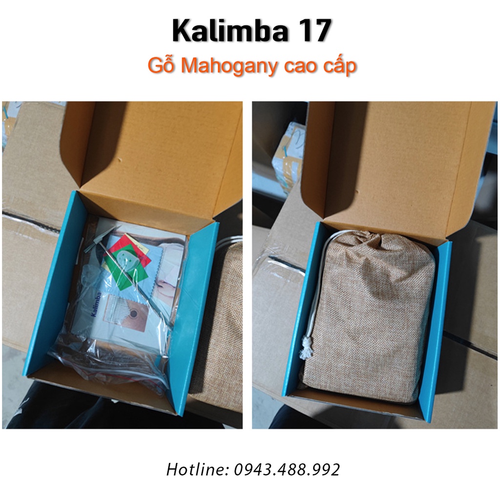 Đàn Kalimba 17 - 21 Phím Gỗ Mahogany Nguyên Khối Chất Lượng + Full phụ kiện