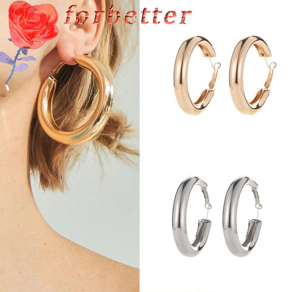 Khuyên tai hình khoen tròn mạ màu đường kính 50mm sành điệu