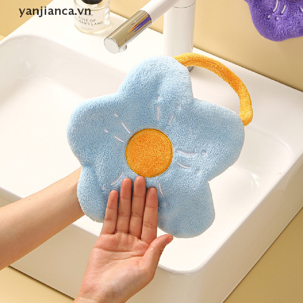 Khăn Lau Tay Bằng Lông Cừu San Hô Thấm Hút Nước Nhanh Khô Hình Hoa Sáng Tạo VN