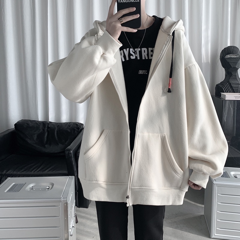Áo khoác Hoodie Nam Nữ form rộng - Basic Oversize Zip-Up Hoodie