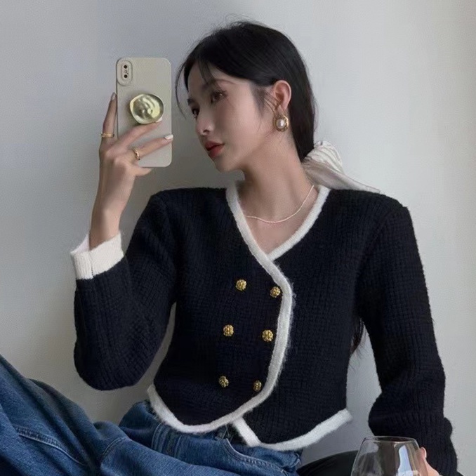 Áo Khoác Cardigan Dệt Kim Tay Dài Dáng Ngắn Phong Cách  Thời Trang Thu Đông Cho Nữ