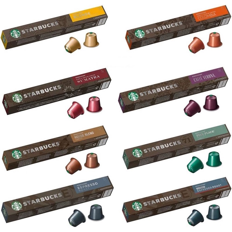 Combo MIX 10 thanh x10 capsules Starbucks by Nespresso DATE 03/2024-07/2024