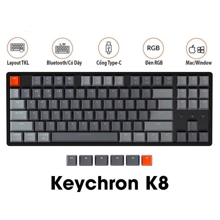 Bàn phím cơ Keychron K8 Hotswap (Hàng chính hãng)