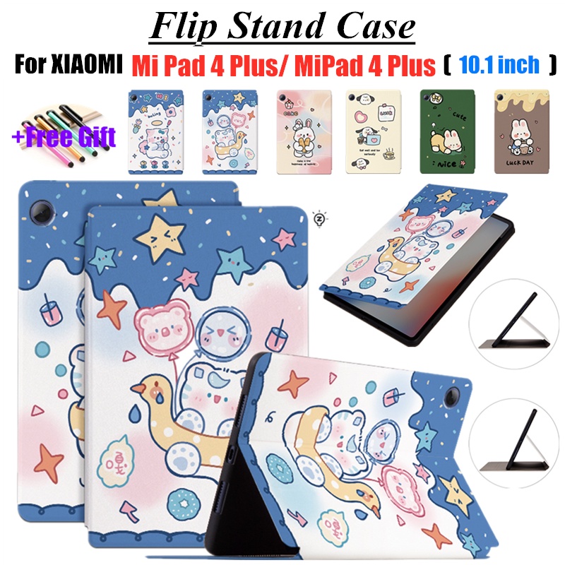 Bao Da PU Nắp Gập Kèm Giá Đỡ Họa Tiết Hoạt Hình Dễ Thương Cho Xiaomi Mi Pad 4 Plus / MiPad 4 Plus (10.1 inch)