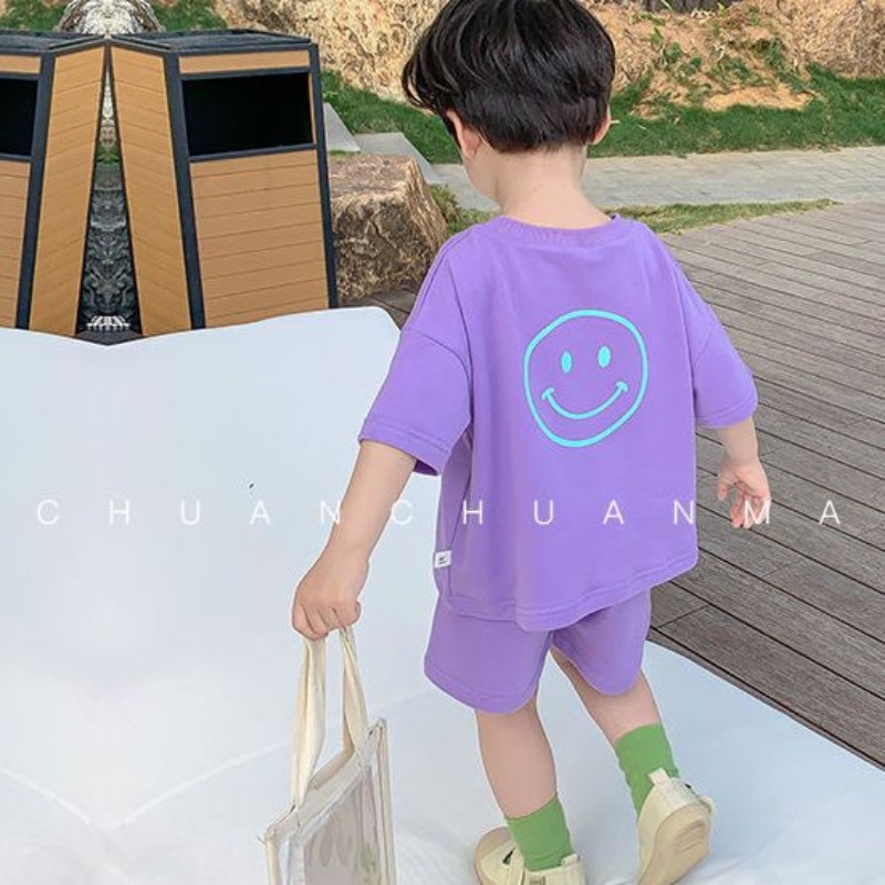 Set Áo Thun Cotton + Quần Short Thời Trang Mùa Hè Mới Cho Bé Trai