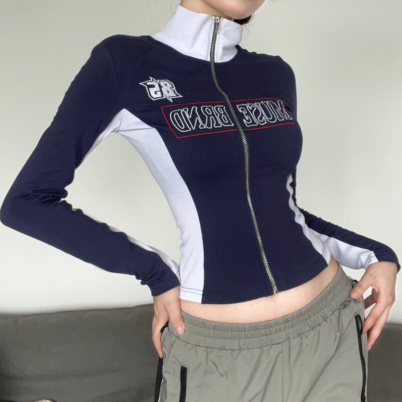 Áo khoác WEIRD PUSS khóa kéo in chữ thời trang hip hop đường phố thời trang cá tính