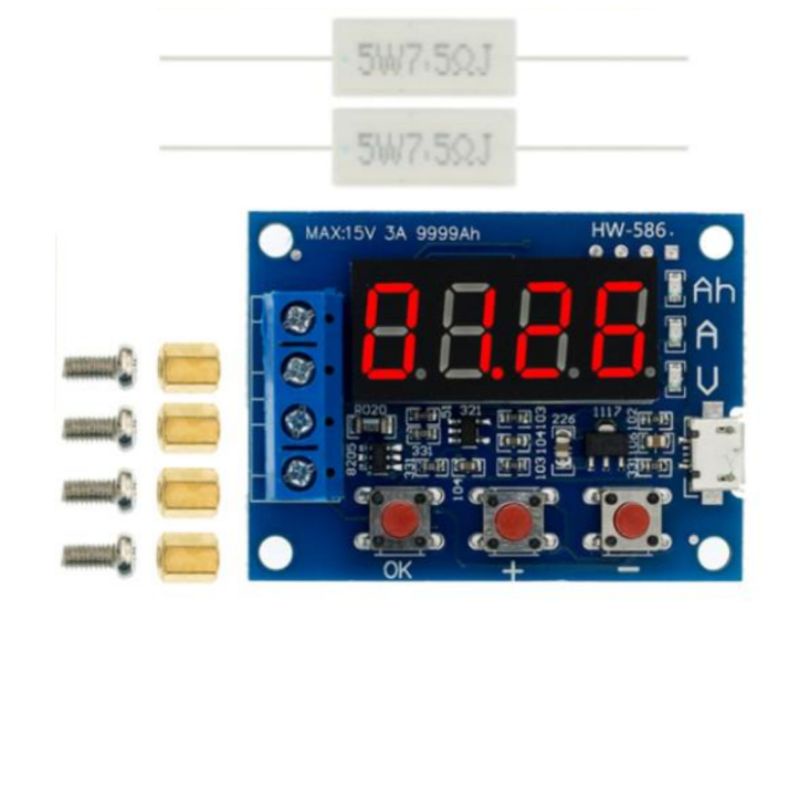 Mạch test dung lượng pin lithium li-ion 18650/32650 ( 1,2-12v . 0-3A)