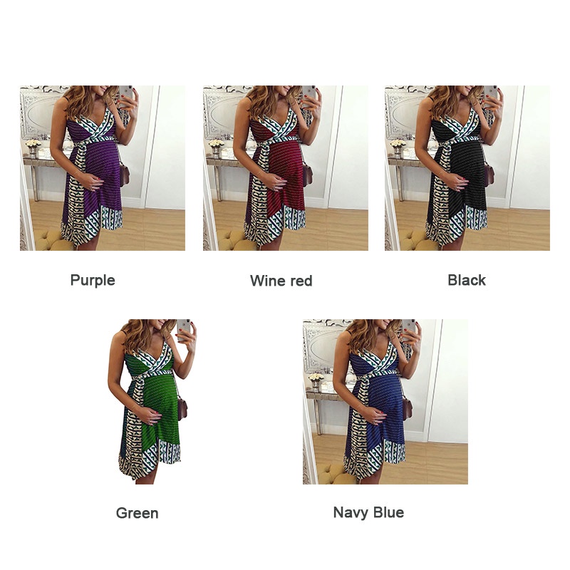 Đầm Bầu Hai Dây In Họa Tiết Xinh Xắn Thời Trang