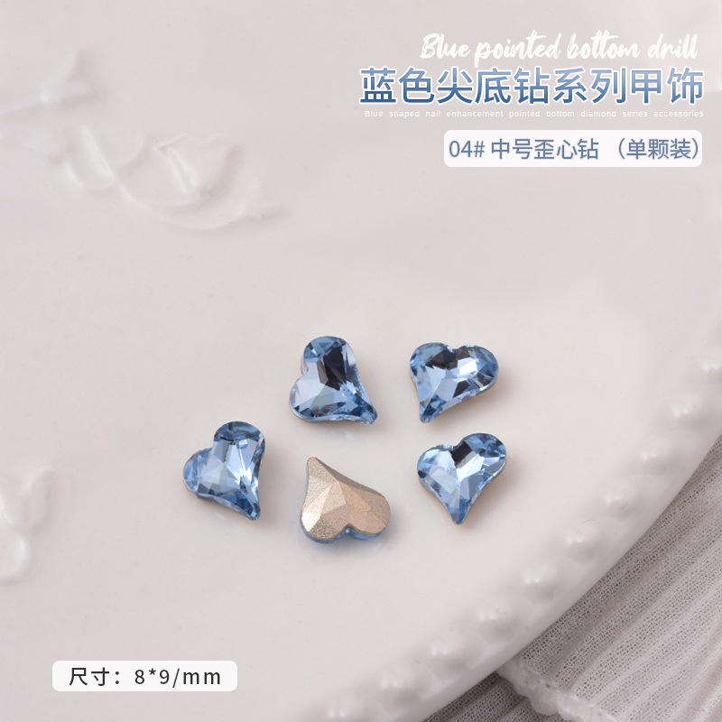 Set 10 viên đá pha lê K9, đá khối pha lê xanh dương trang trí móng tay nghệ thuật