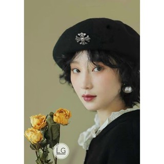 Mũ nồi dạ chrome hearts viền da