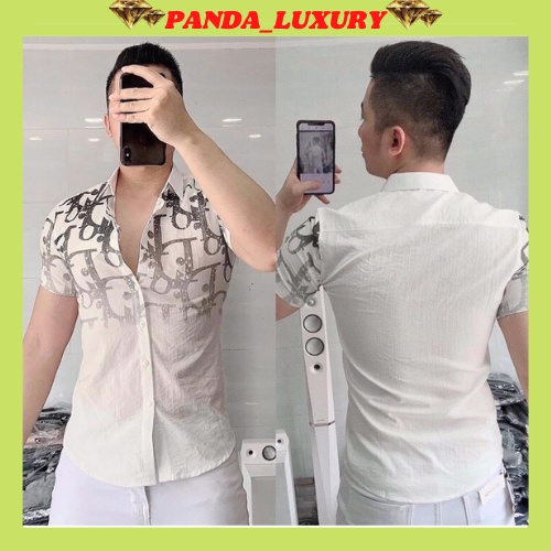 Áo sơ mi nam ngắn tay phối họa tiết đẹp siêu hot mẫu mới form chuẩn body hàng shop