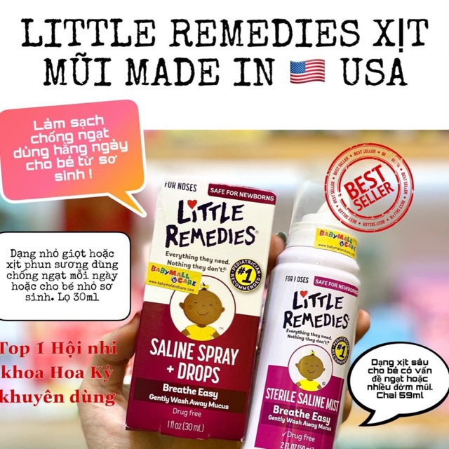 LITTLE REMEDIES NƯỚC MUỐI XỊT MŨI MỖI NGÀY